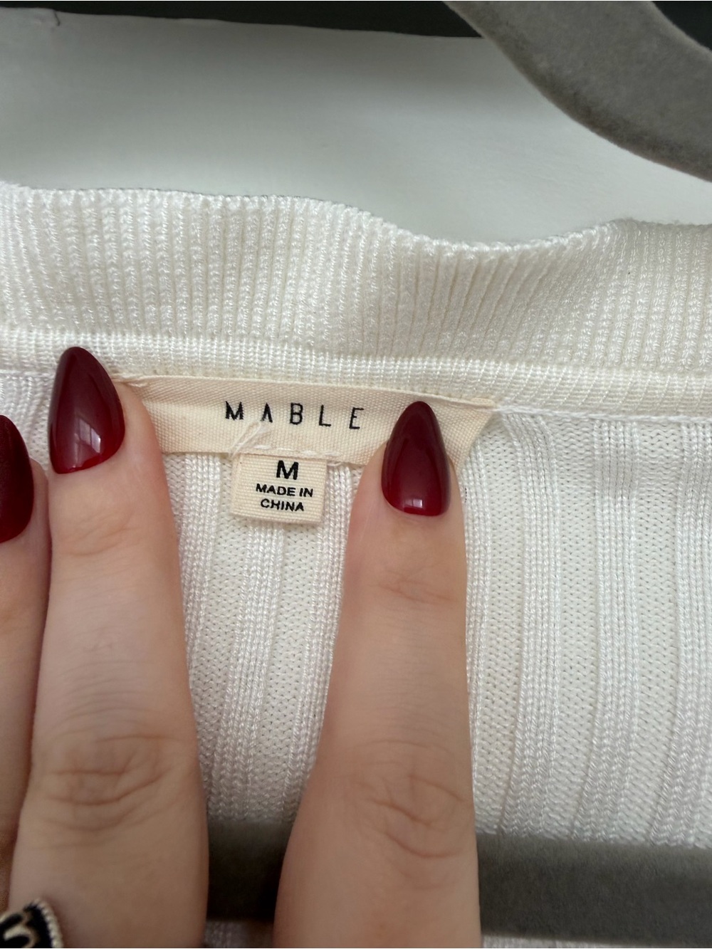 Ribbed Ruffle-Trim Cropped Cardigan - Cream - Picture 3 of 3